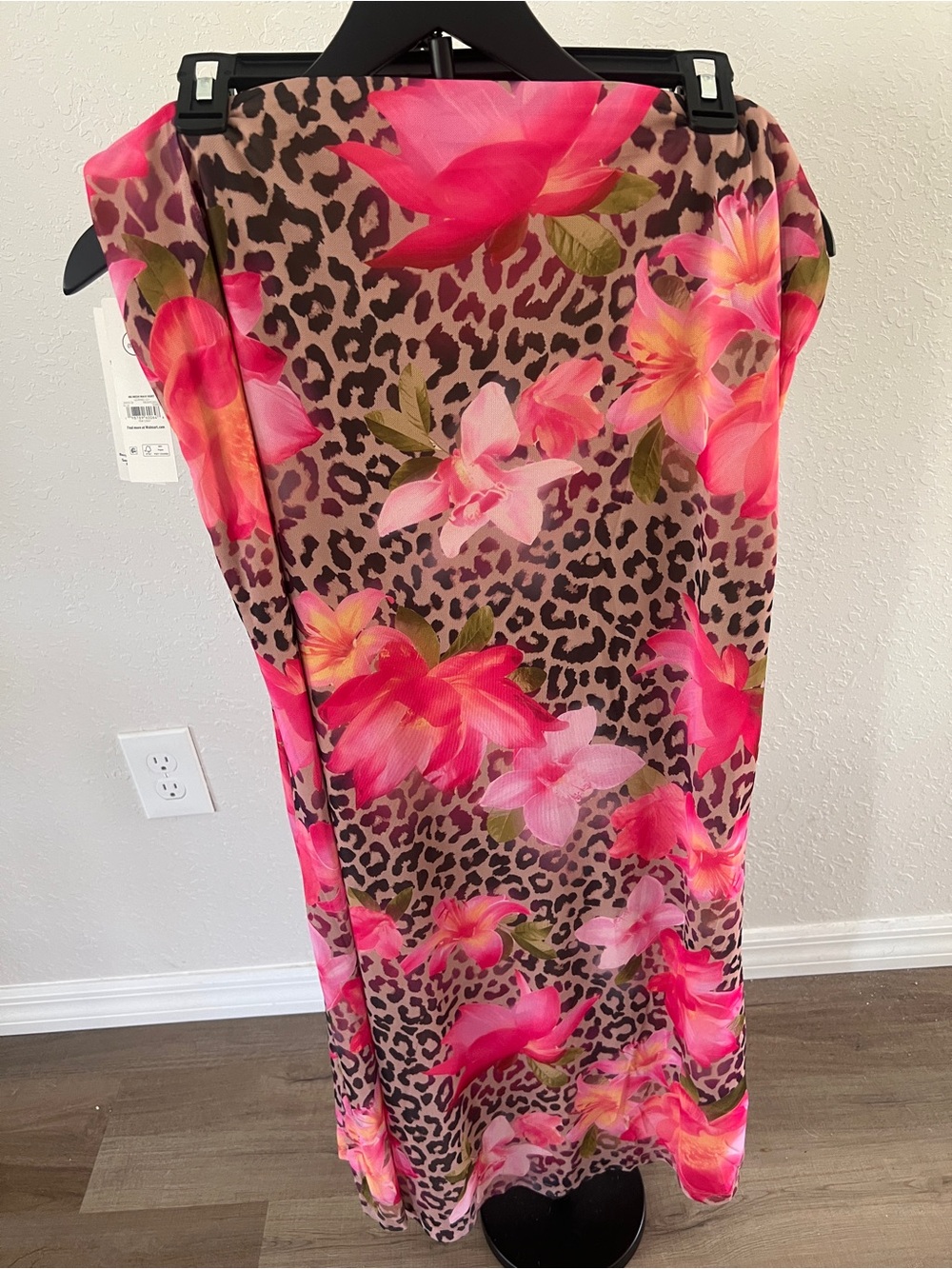 No Boundaries Leopard & Pink Floral Maxi Skirt Size L